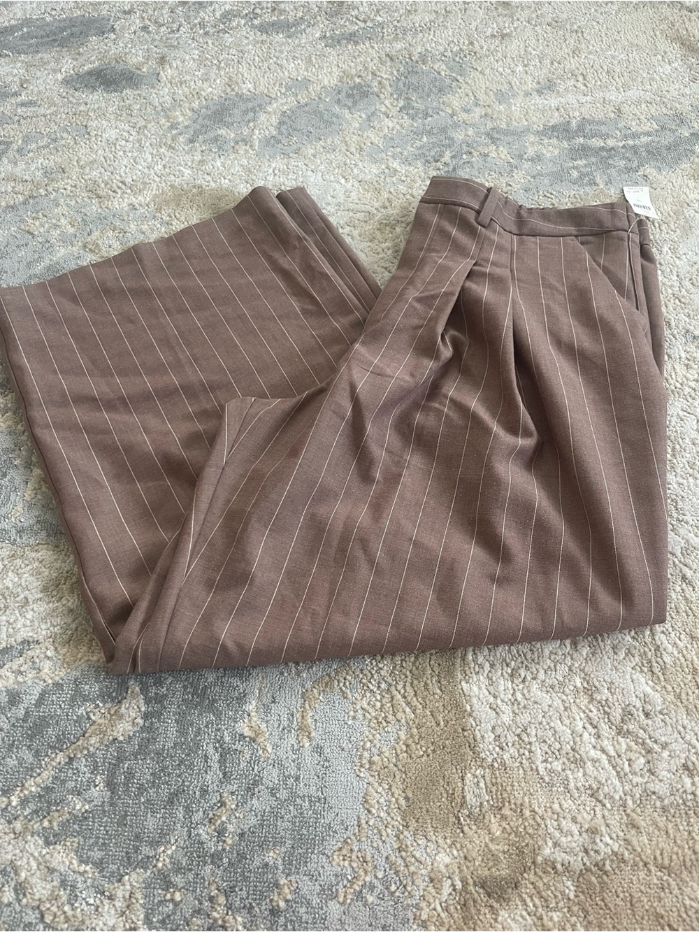 Maeve Brown Pinstripe Tapered Dress Pants